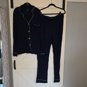 UGG Navy Two-Piece Pajama Set with White Piping